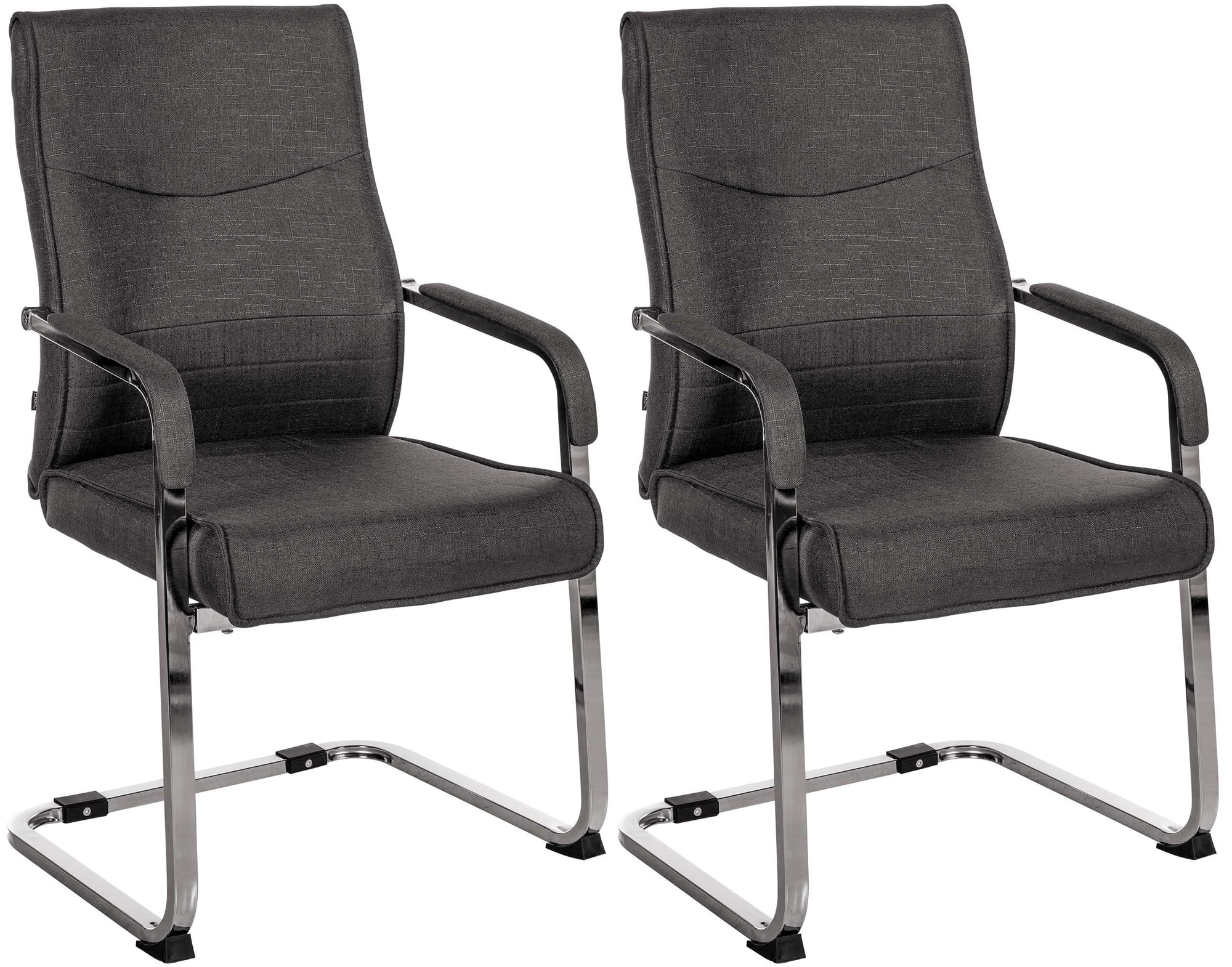 Lot de 2 chaises visiteurs Hobart Noir Tissu