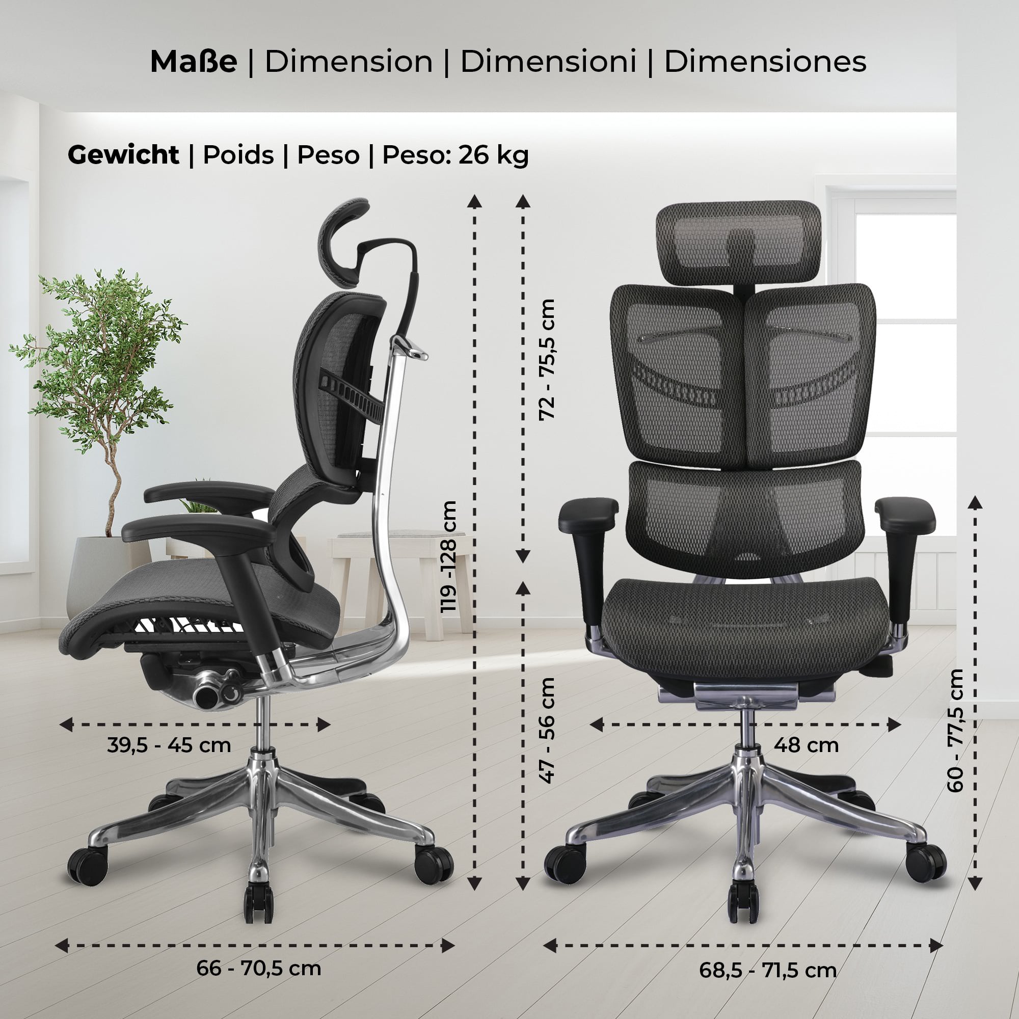 Fauteuil de bureau ergonomique Norfolk avec Dossier et Appuie-tête ajustables