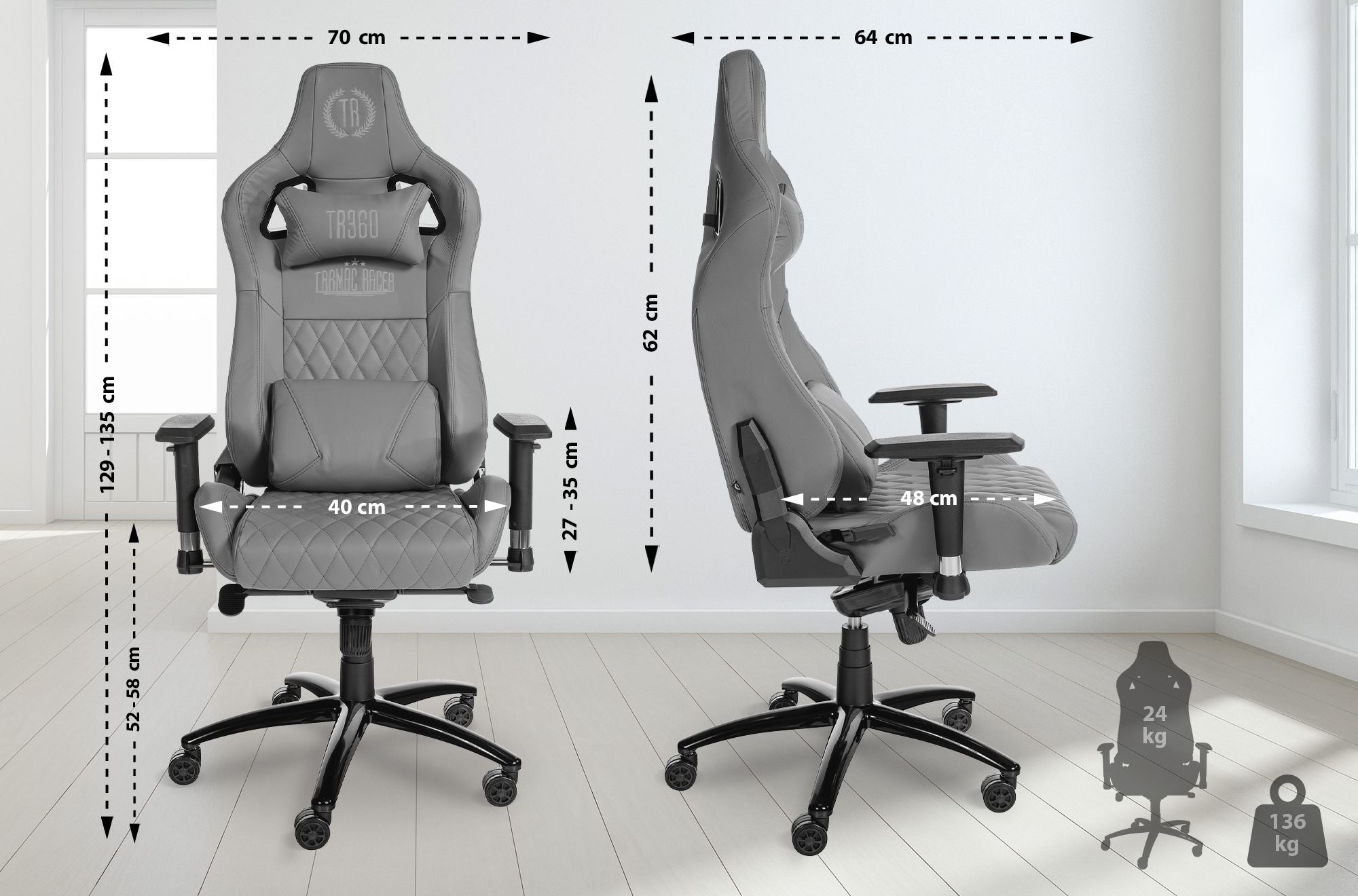 Fauteuil de bureau Gamer Keren en véritable cuir