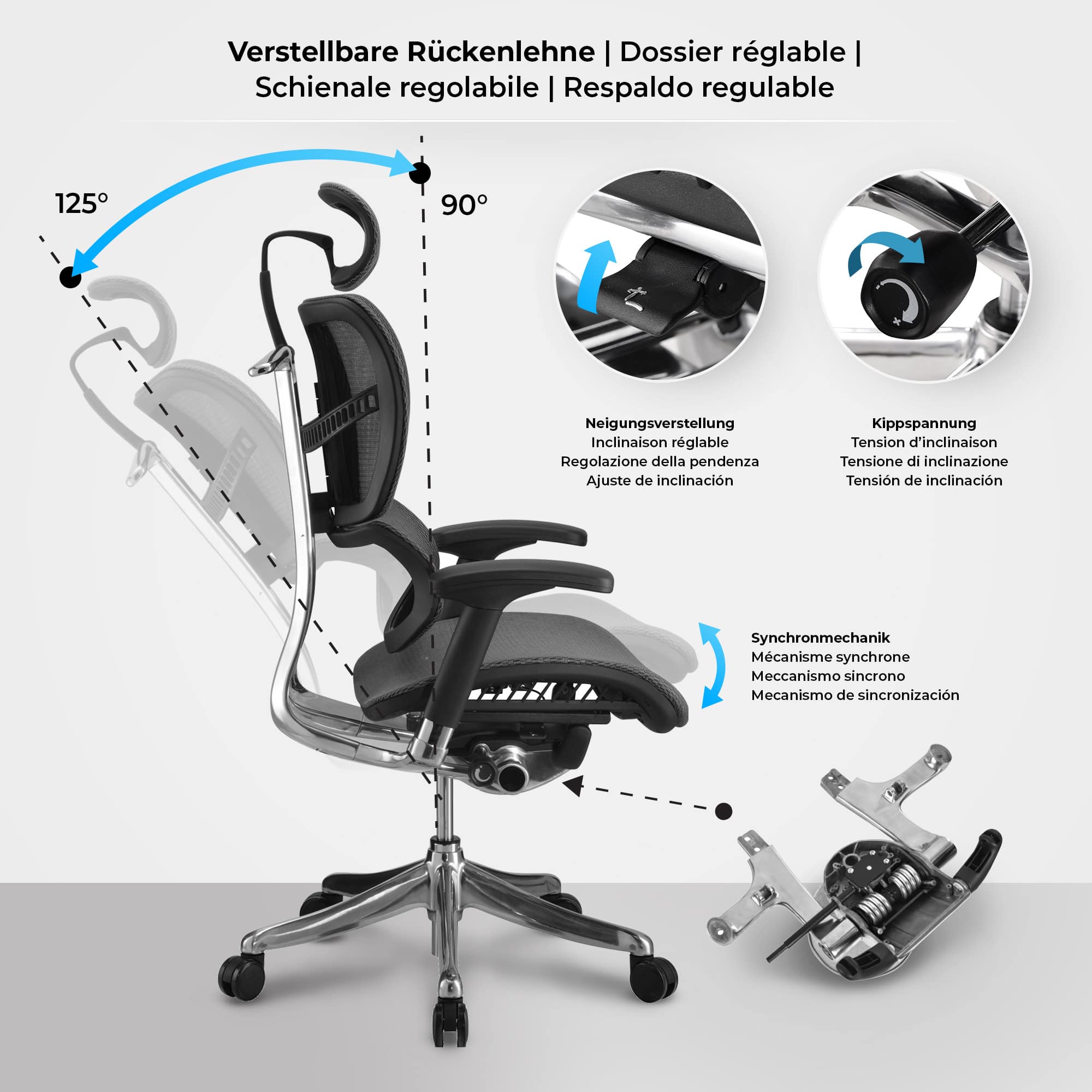 Fauteuil de bureau ergonomique Norfolk avec Dossier et Appuie-tête ajustables