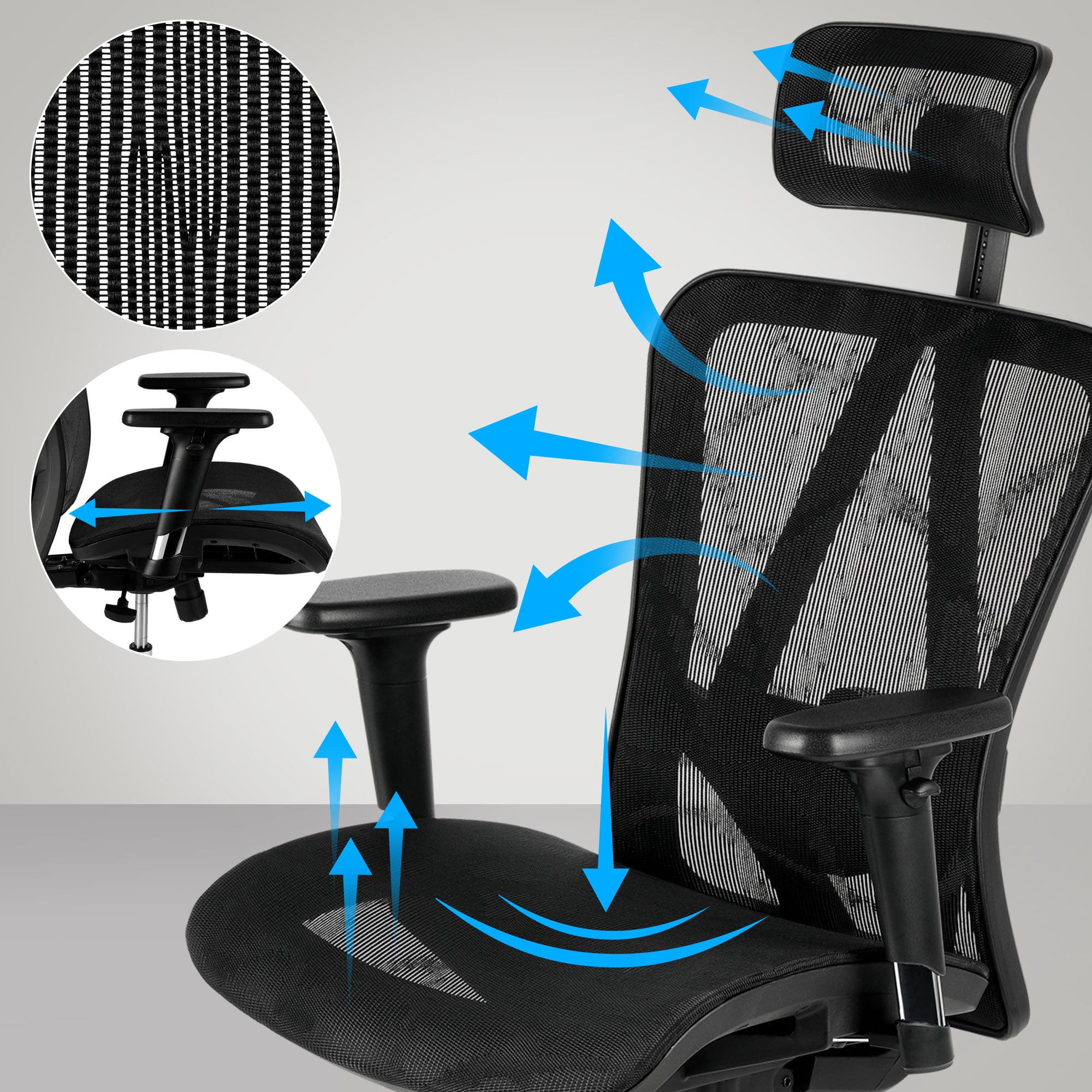 Fauteuil de bureau ergonomique rotatif Walker Hauteur et appui-tête ajustables