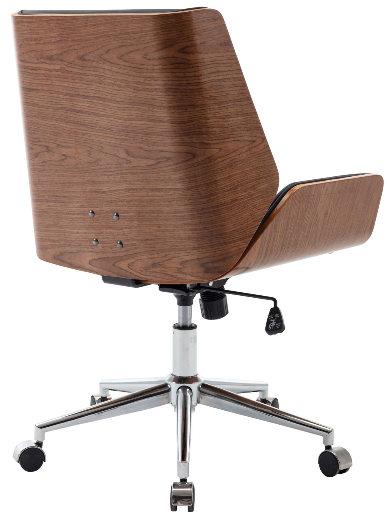 Fauteuil de bureau Zwolle en similicuir avec coque d'assise en bois