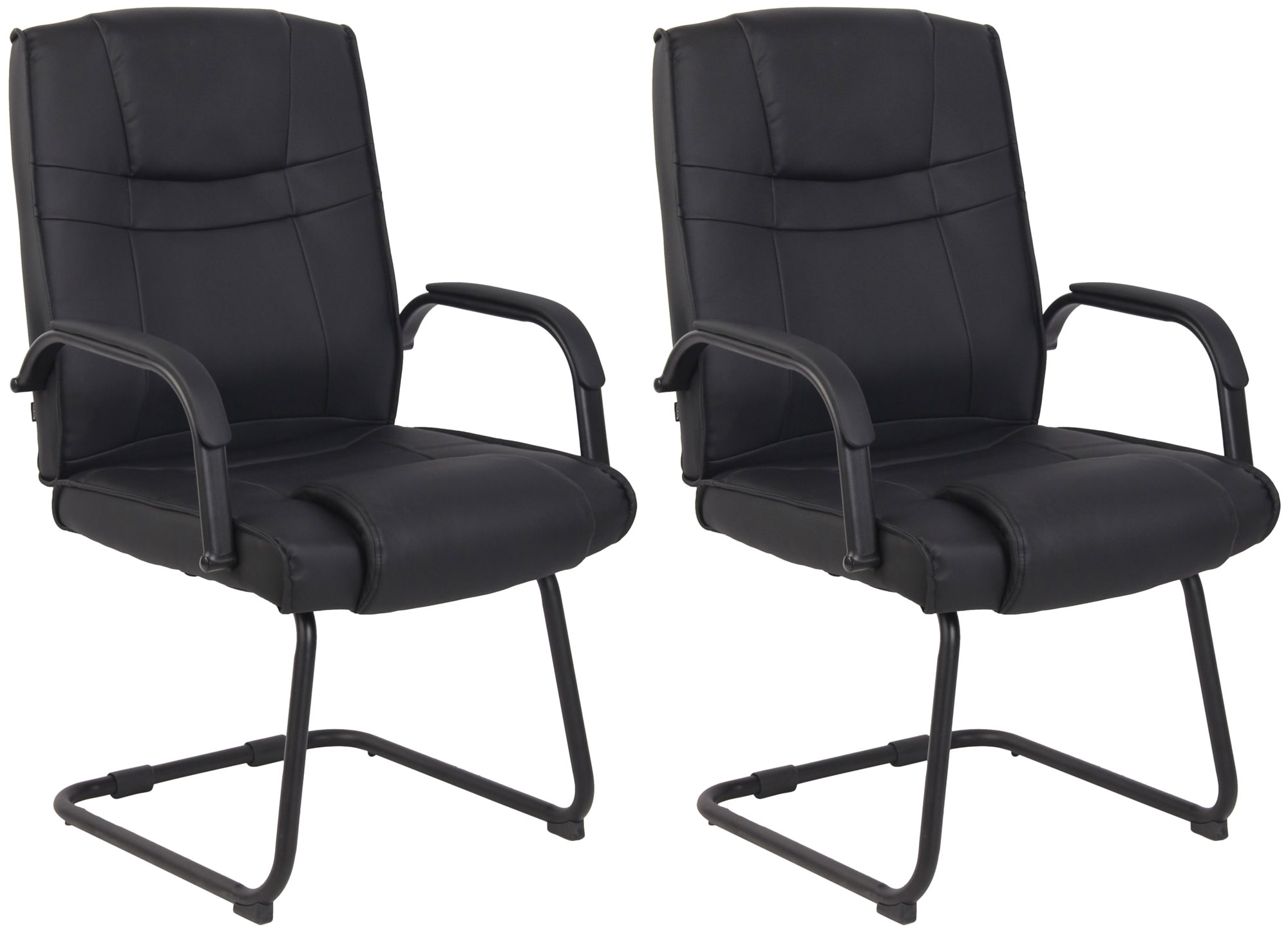 Lot de 2 Chaises Cantilever Attila en Similicuir avec accoudoirs Noir / Noir